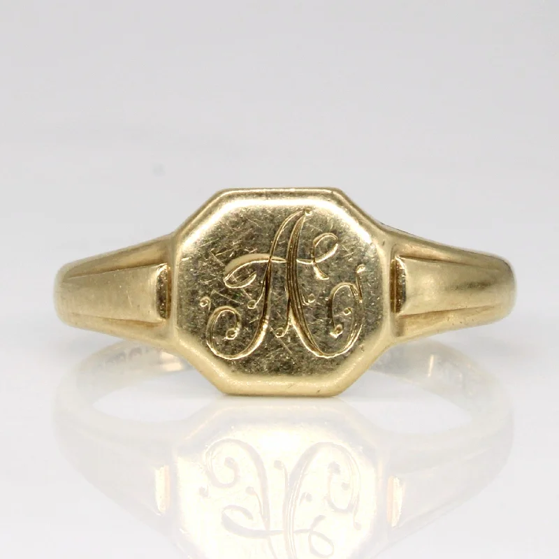 9k Yellow Gold 'A' Initial Ring | SZ 6.25 |