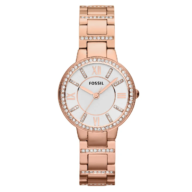 Fossil Virginia Ladies Stone Set Rose Gold Watch