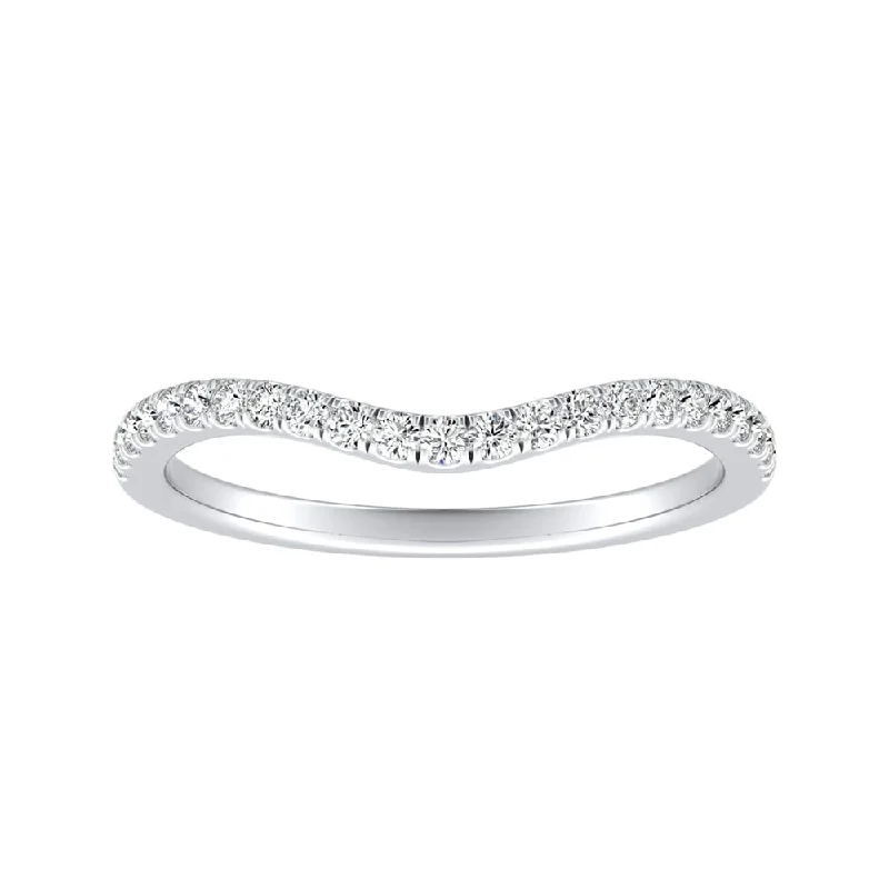 Auriya Platinum 1/5ctw Curved Diamond Wedding Band