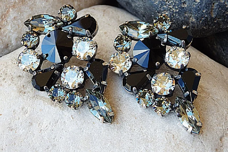 Multi Stone Cluster Stud Earrings