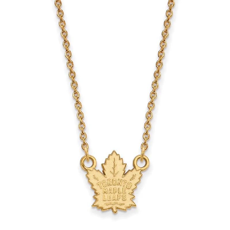 14k Yellow Gold NHL Toronto Maple Leafs Small Necklace, 18 Inch