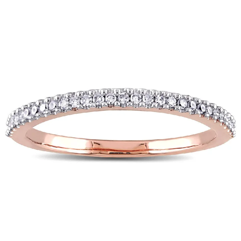 Miadora 14k Rose Gold 1/6ct TDW Diamond Semi Eternity Wedding Band - White