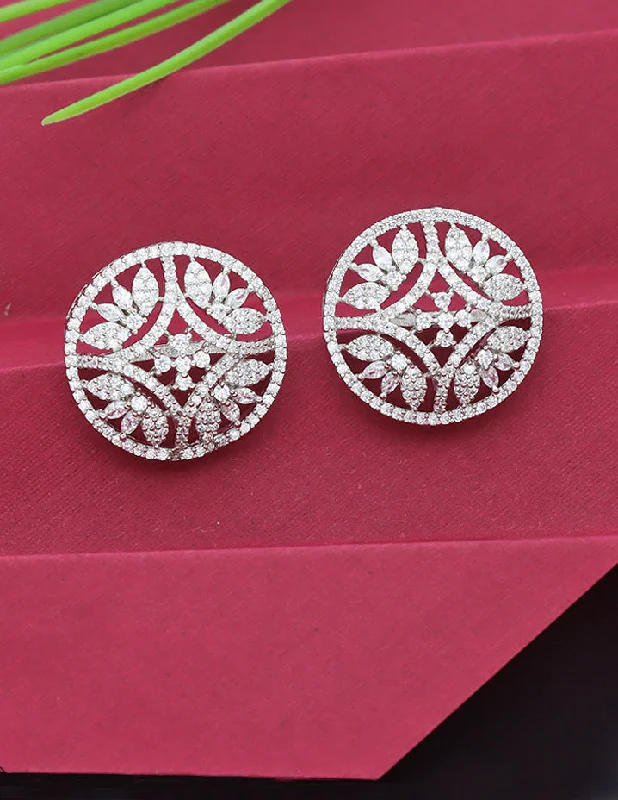 Designer Zirconia Rhodhium Stud Earrings