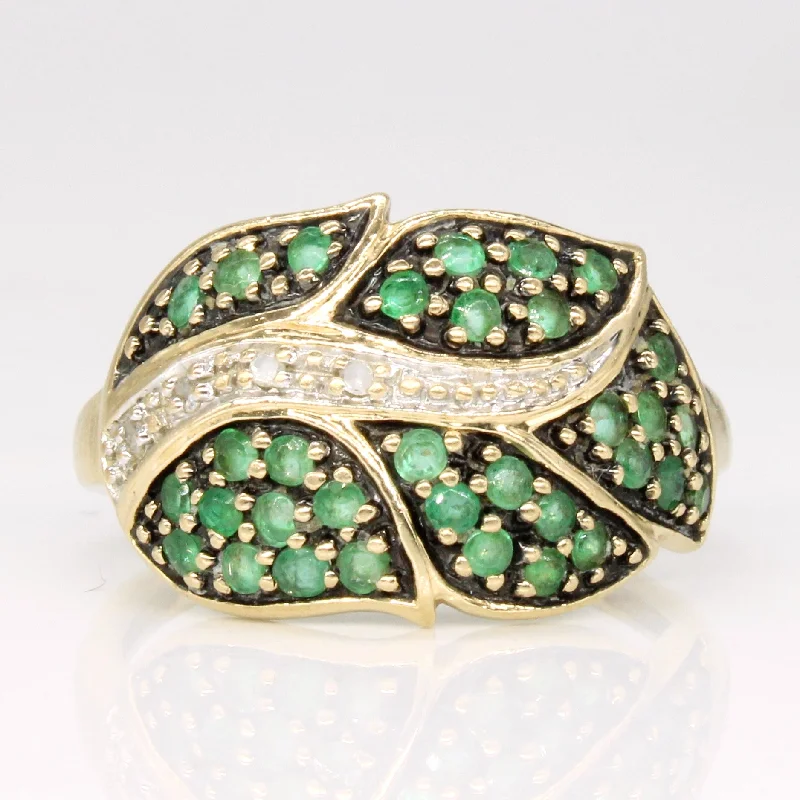 Emerald & Diamond Leaf Ring | 0.40ctw, 0.02ctw | SZ 6.75 |