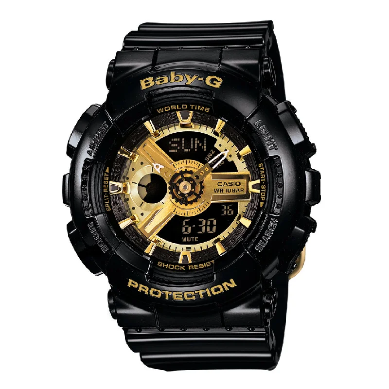 Casio Baby-G DUO Gold and Black Dial Rubber Band Watch