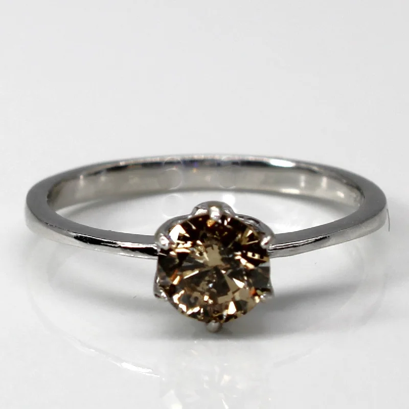 Brown Diamond White Gold Solitaire Ring | 0.66ct I2 | SZ 6.25 |