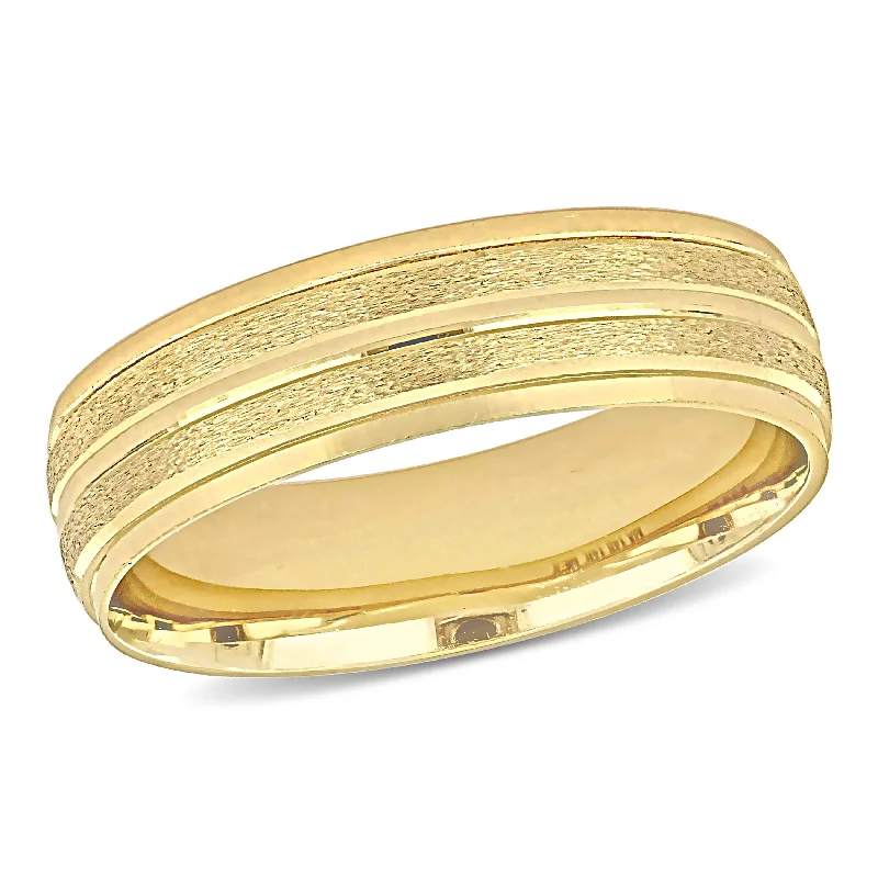 Miadora 6mm Double Row Textured Wedding Band in 14k Yellow Gold