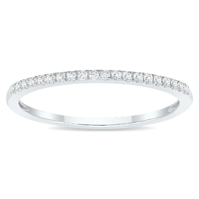 Women's 1/10 Carat TW Thin Diamond Wedding Band in 10K White Gold