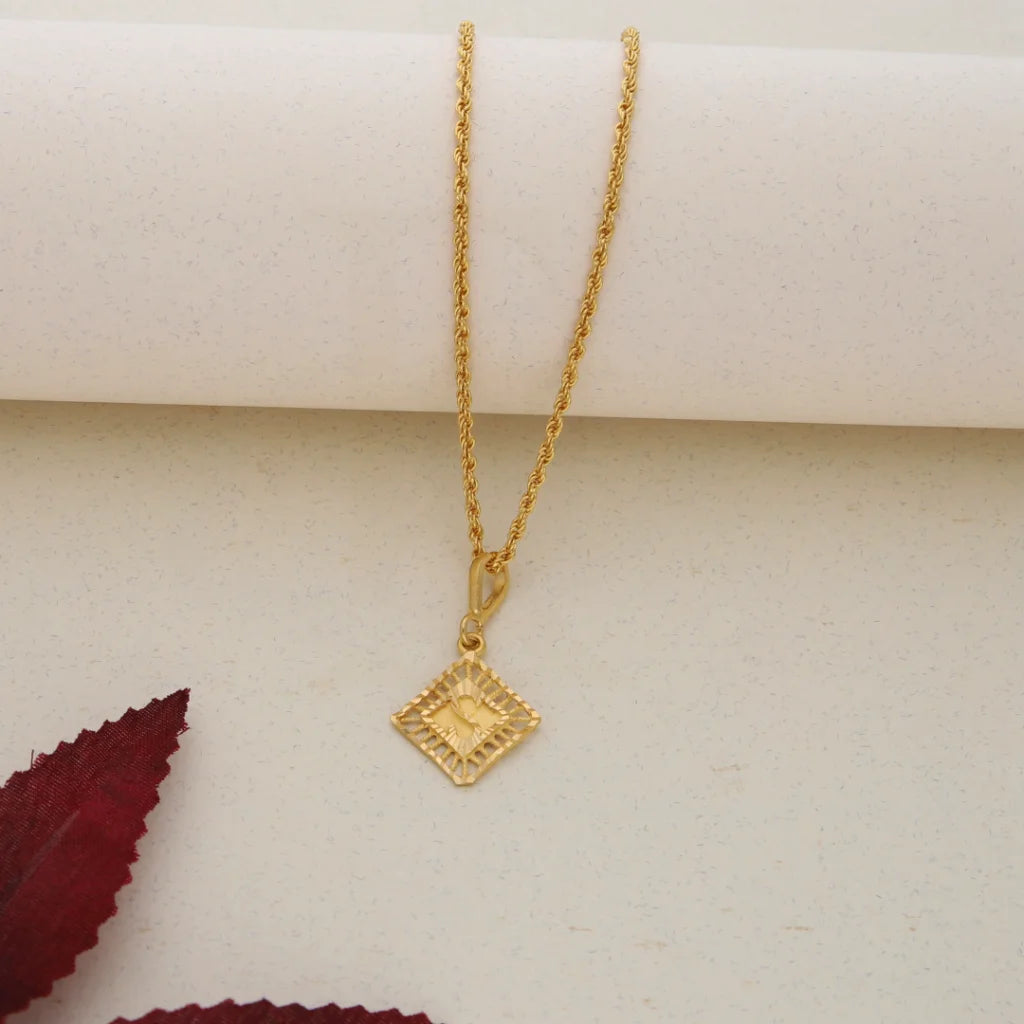 Gold Necklace (Chain With Gold Pendant) 21KT - FKJNKL21K7648