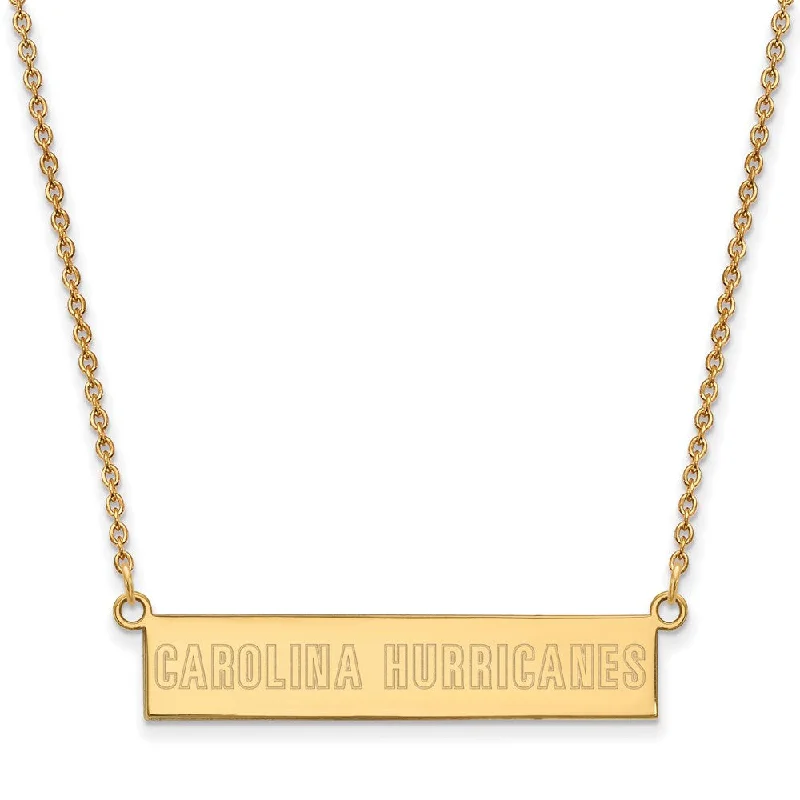 SS 14k Yellow Gold Plated NHL Hurricanes SM Bar Necklace, 18 In