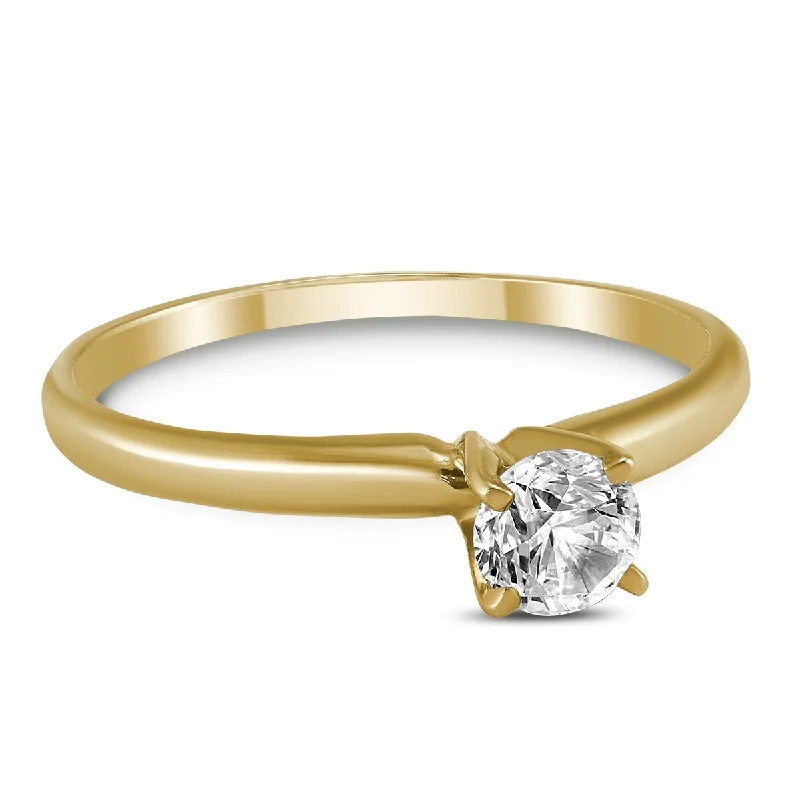 Marquee Certified (J-K Color, SI1-SI2 Clarity) 1/4 Carat Round Diamond Solitaire Ring in 14K Yellow Gold