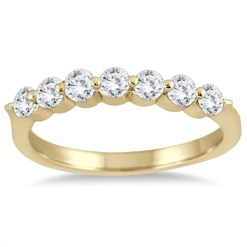 1/2 Carat TW Seven Stone Diamond Wedding Band in 14K Yellow Gold